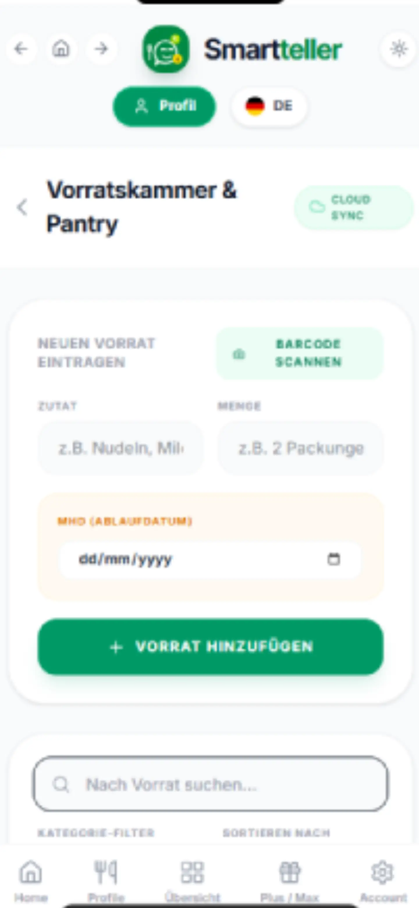Smartteller Vorratsverwaltung